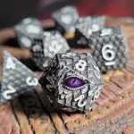 Forged Gaming Dragon's Gaze Silver Metal RPG Dice Set