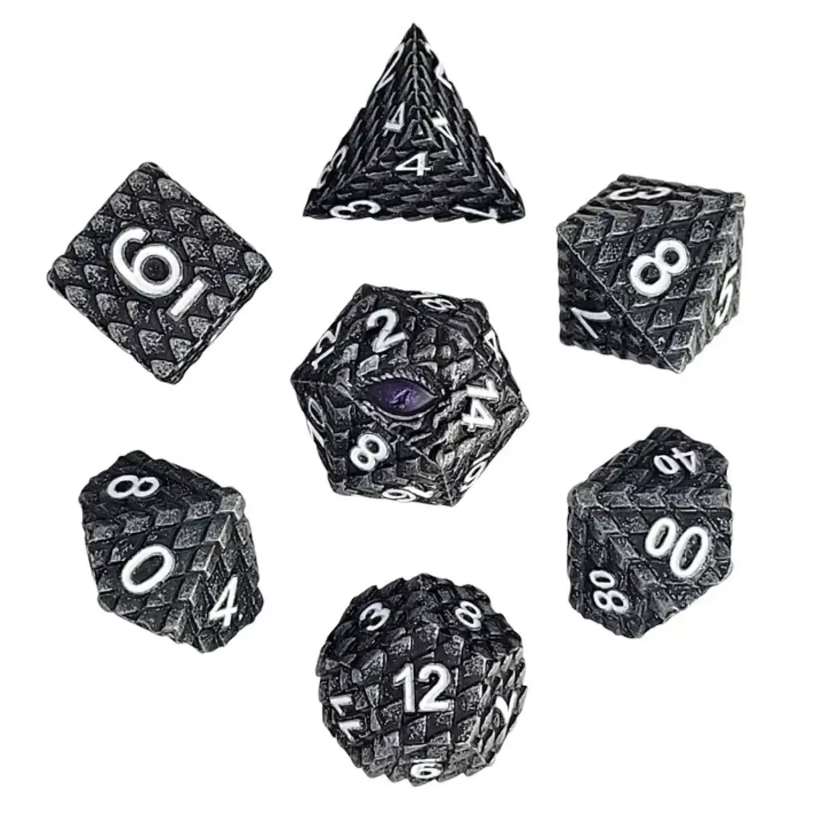 Forged Gaming Dragon's Gaze Silver Metal RPG Dice Set