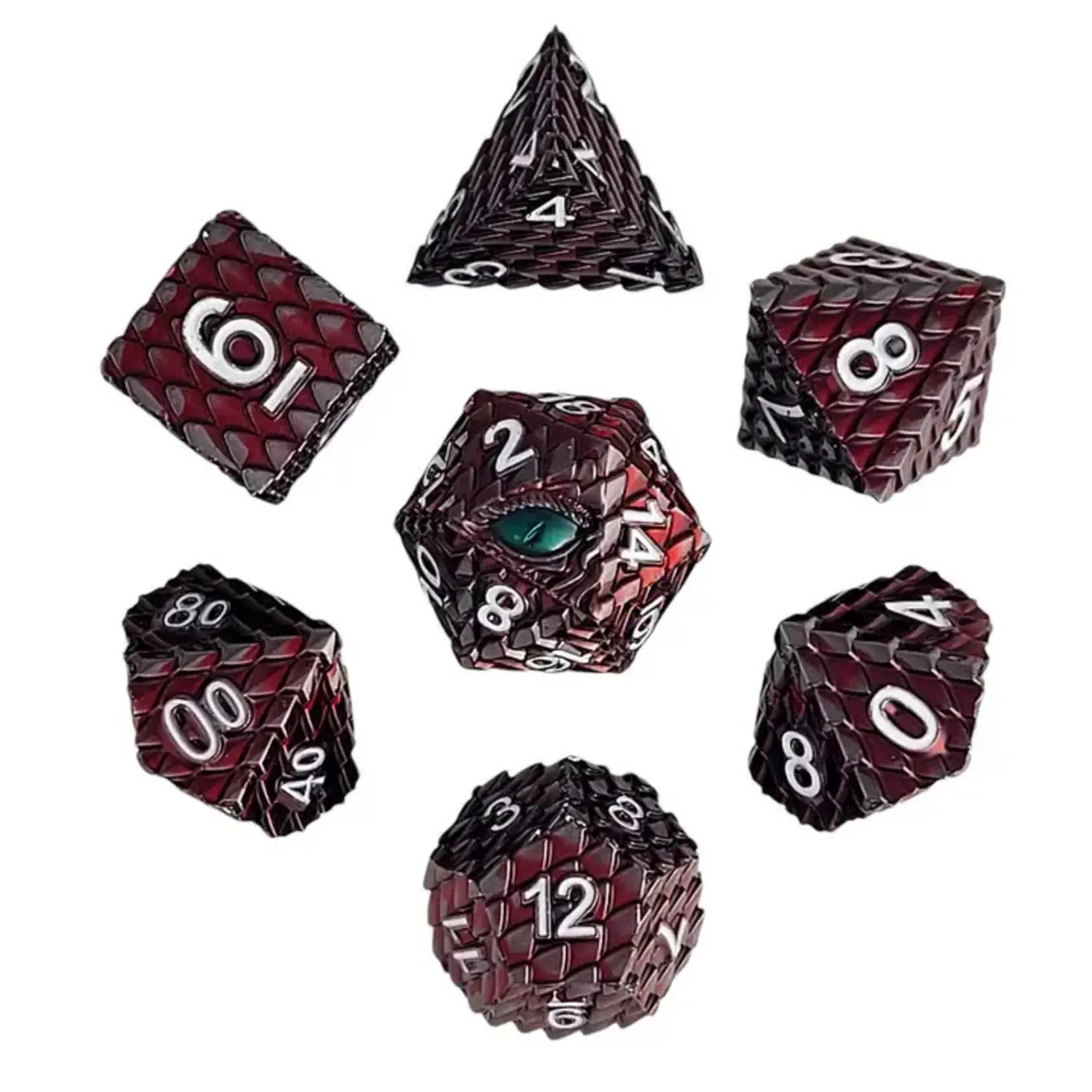 Forged Gaming Dragon's Gaze Red Metal RPG Dice Set