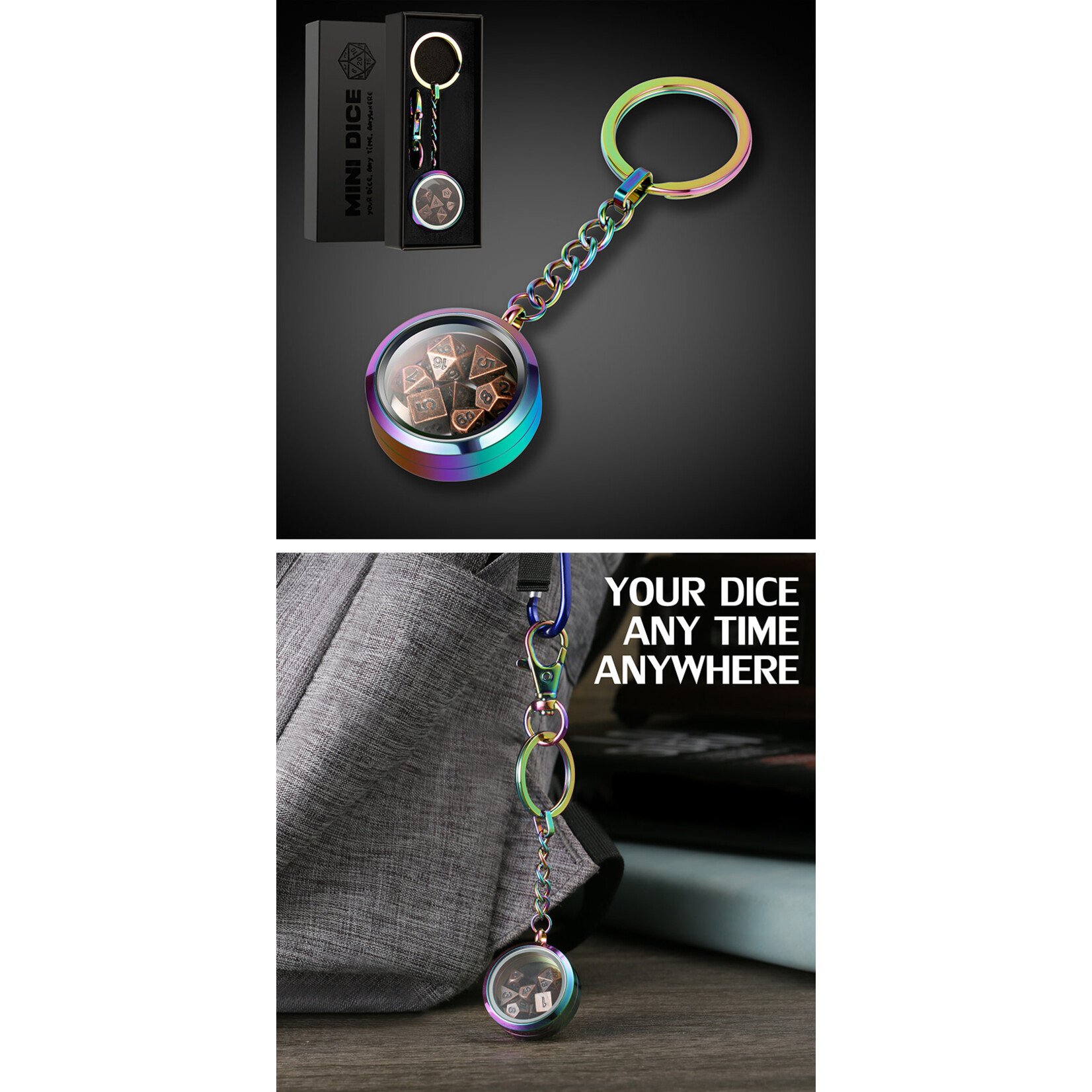 Mini Metal Dice Set Keychain