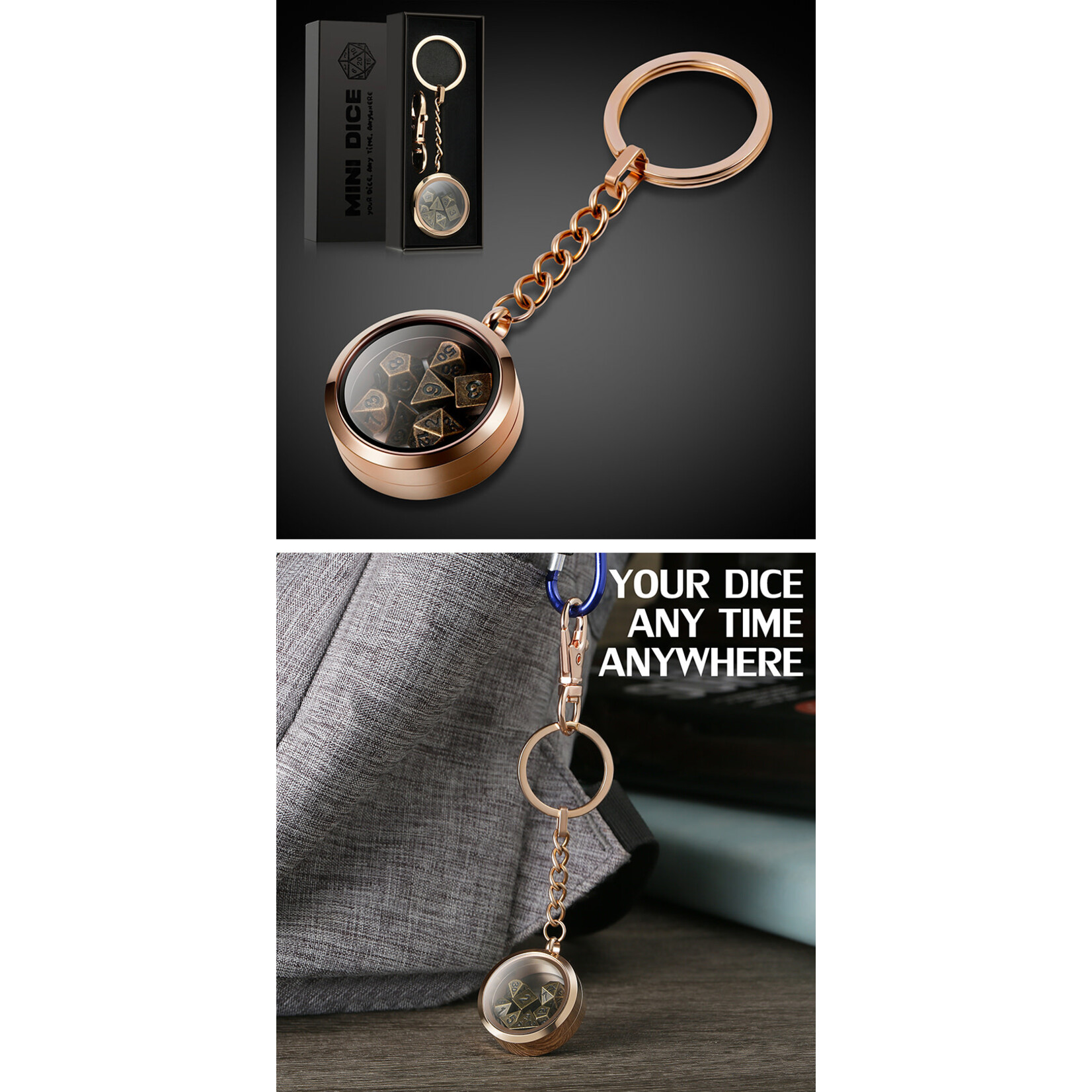 Mini Metal Dice Set Keychain