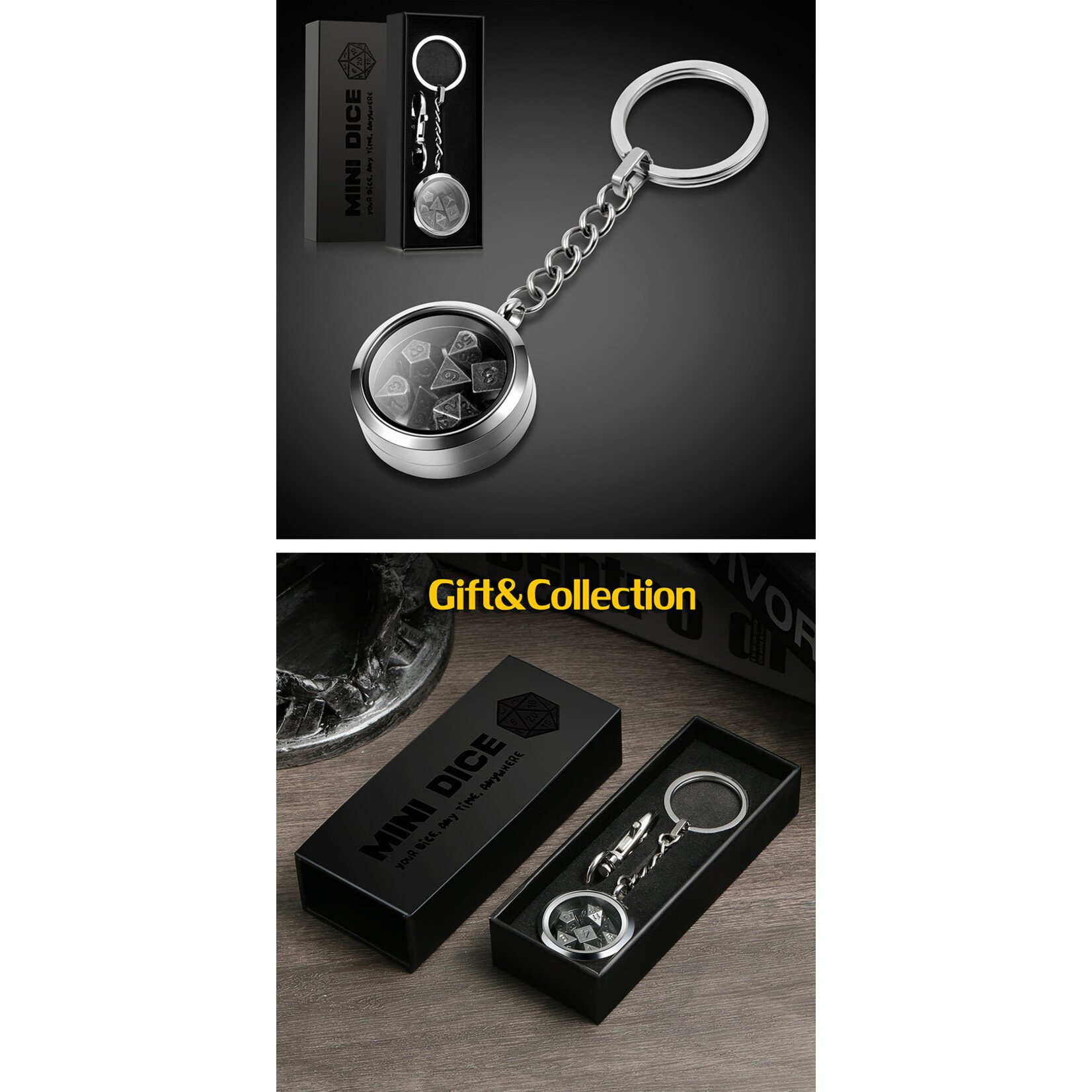 Mini Metal Dice Set Keychain