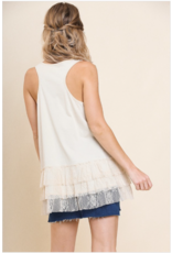 Lettie - sleeveless top with lace trim