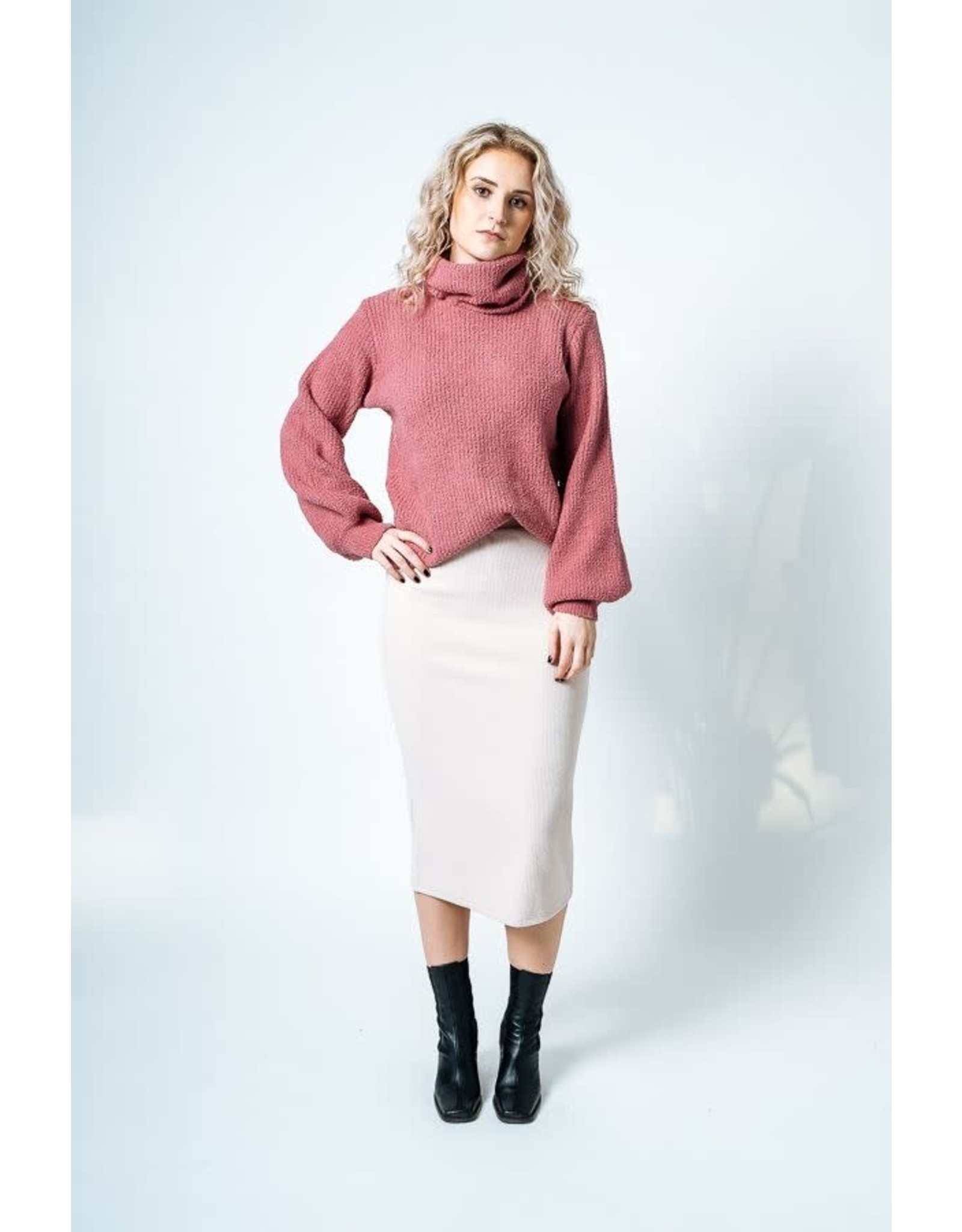 Luna Blue RD Style - Ribbed knit skirt (oatmeal)