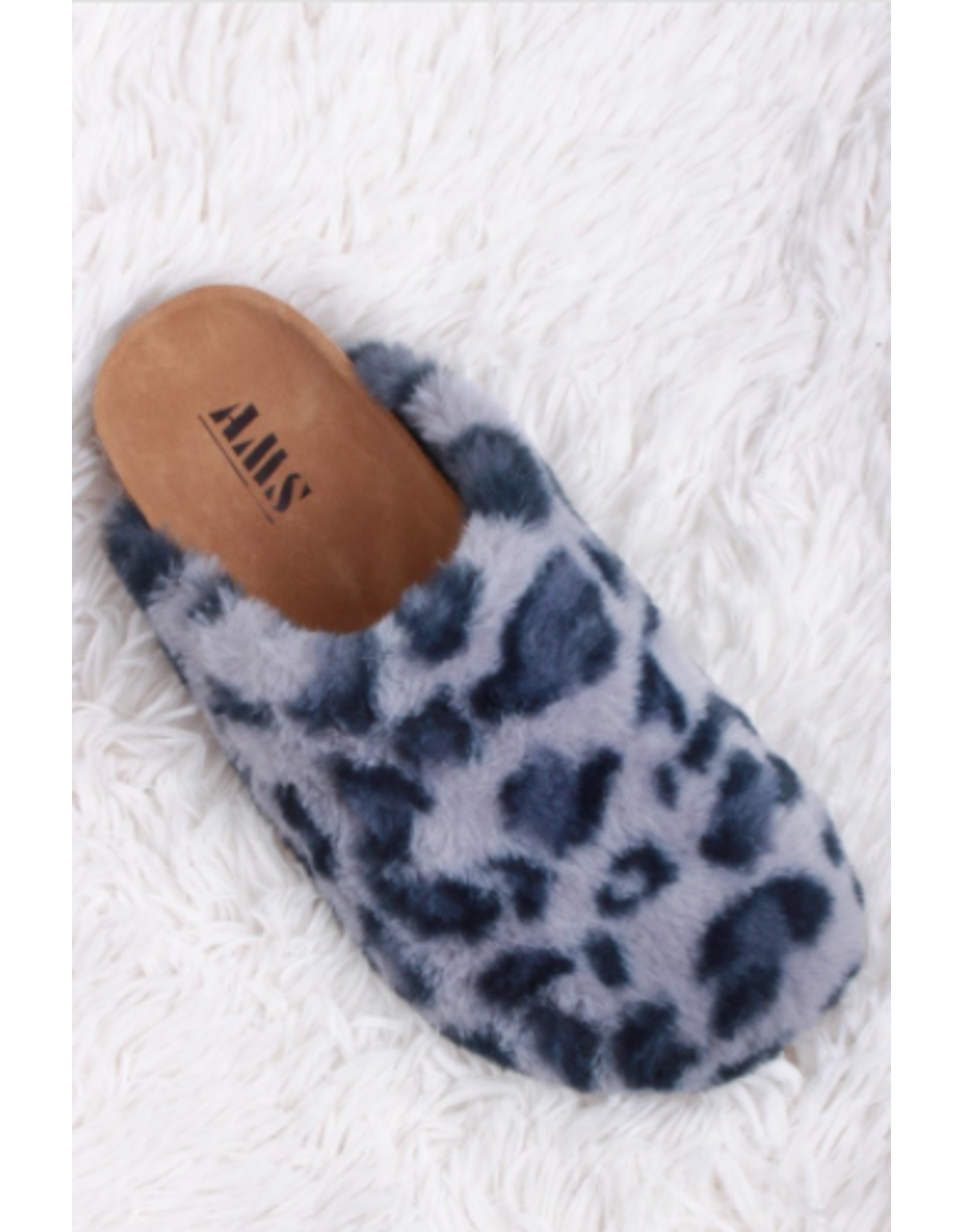 Evanne - Fuzzy sandals (grey leopard)