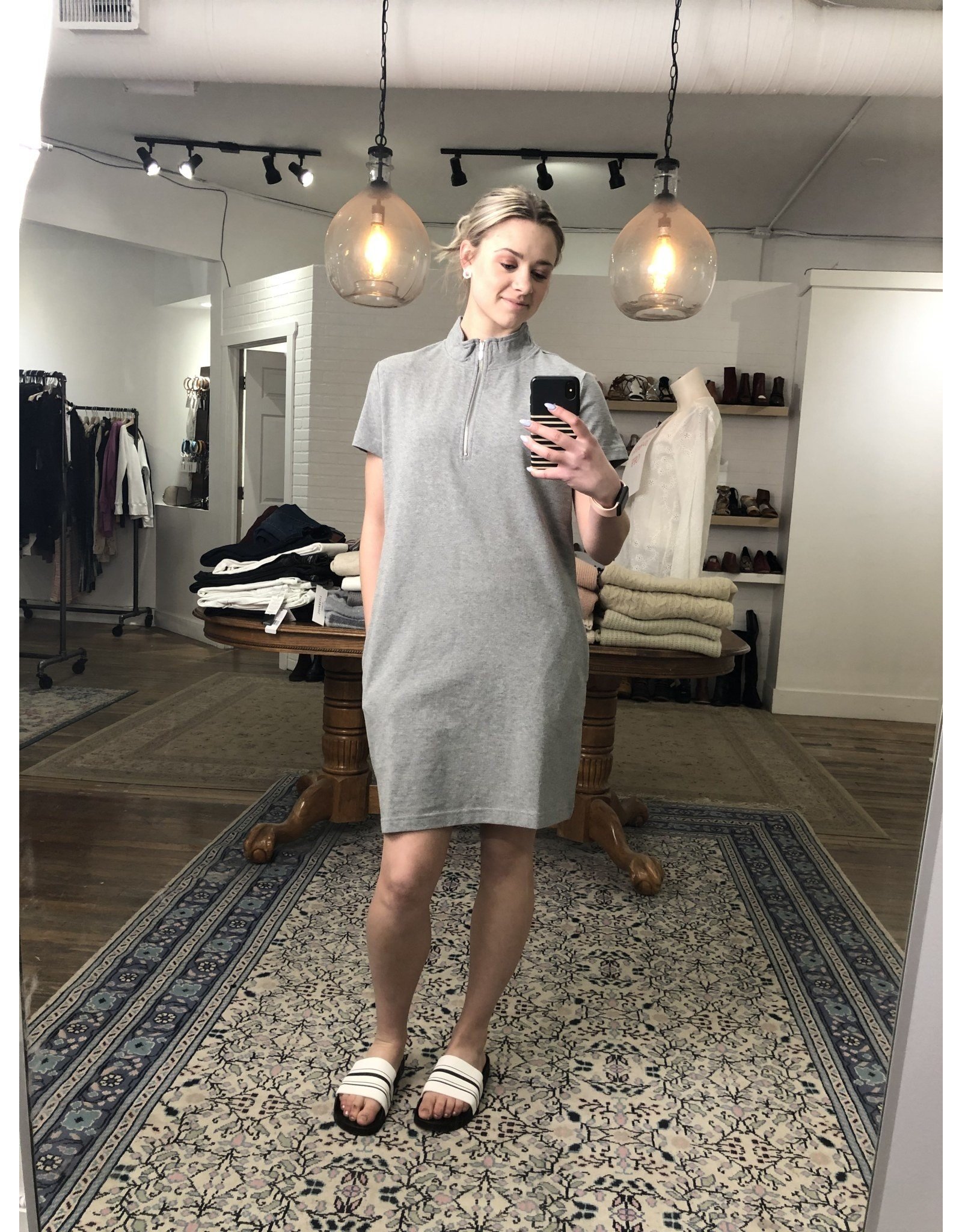 RD Style RD Style - Pique zip mock neck dress (heather grey)
