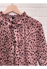 Papillon Papillon - Spotted pleated blouse with tie (blush)