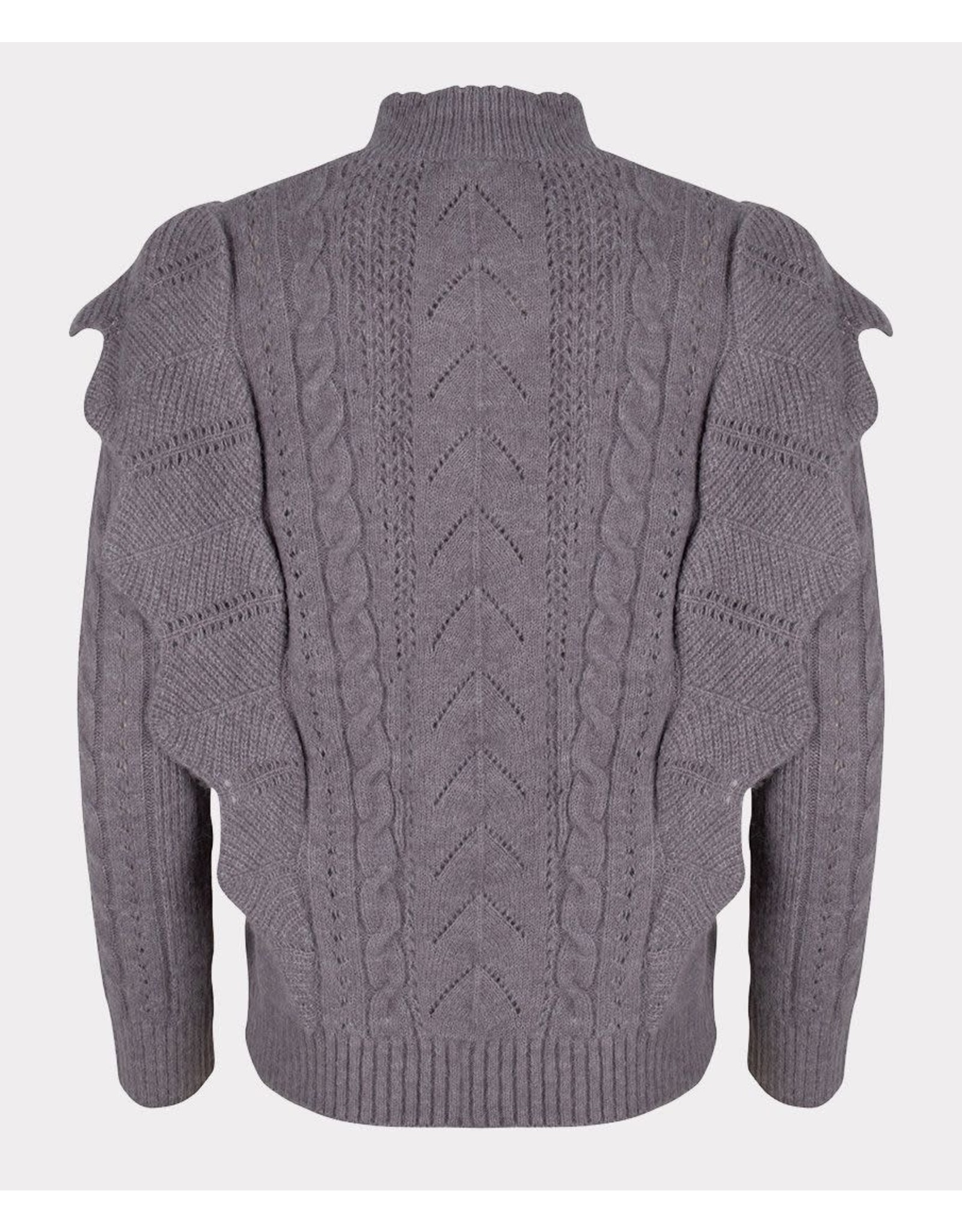 EsQualo EsQualo - Sweater with shoulder ruffles (grey)