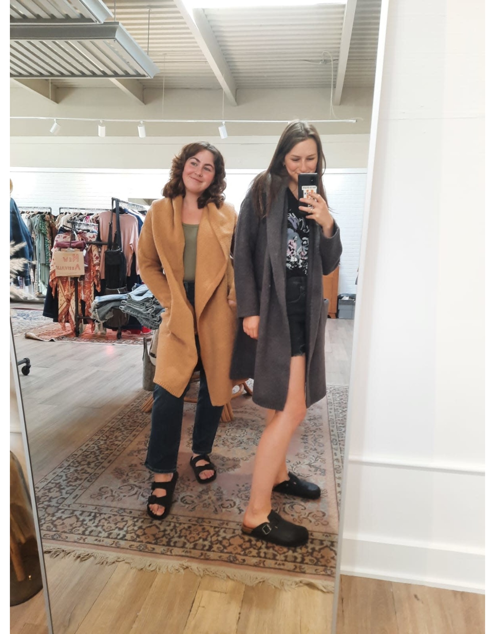 RD Style - Gabby hooded boucle coatigan (camel twist) - Luna Blue