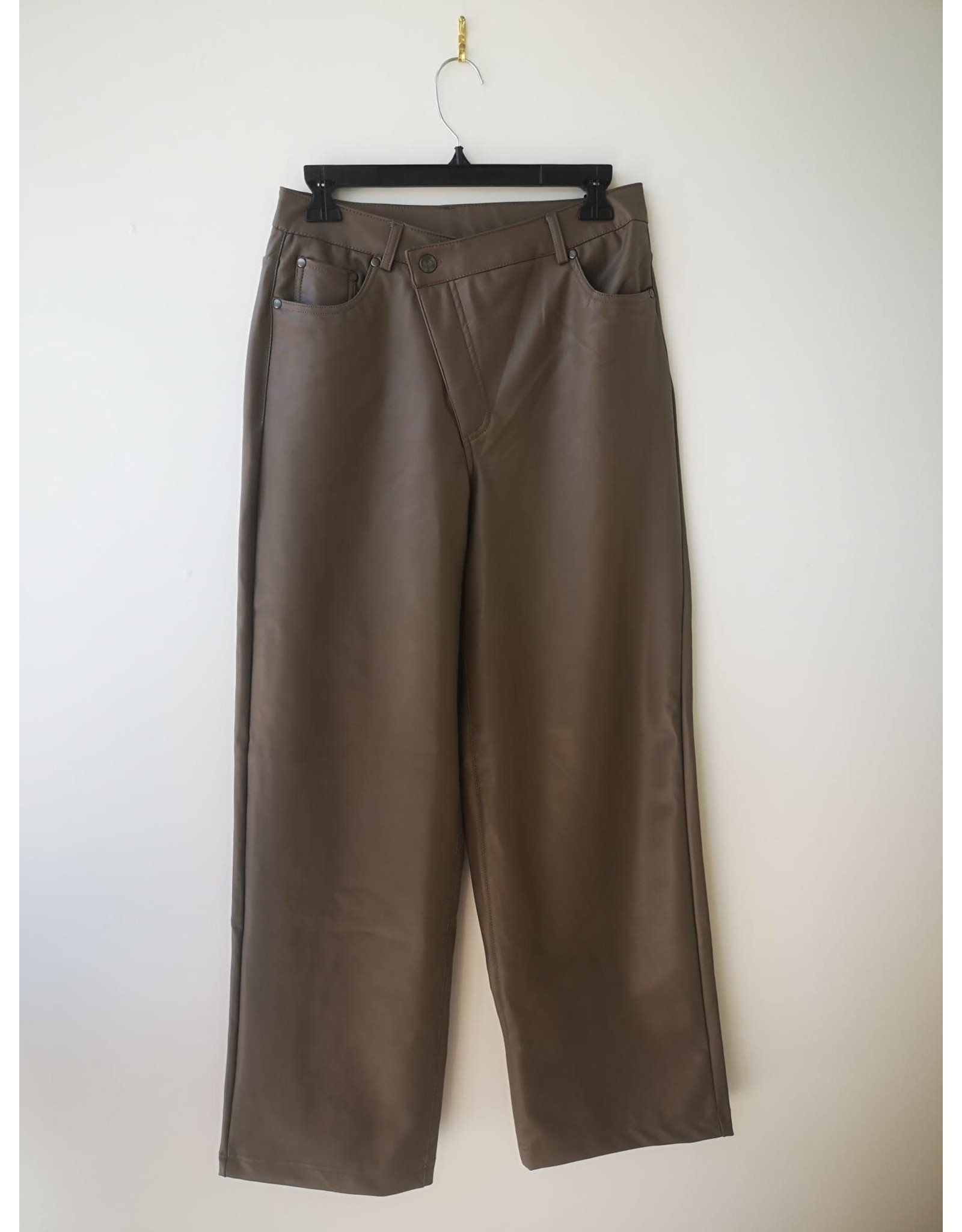 RD Style - Amber Criss cross vegan leather pants (taupe) - Luna Blue