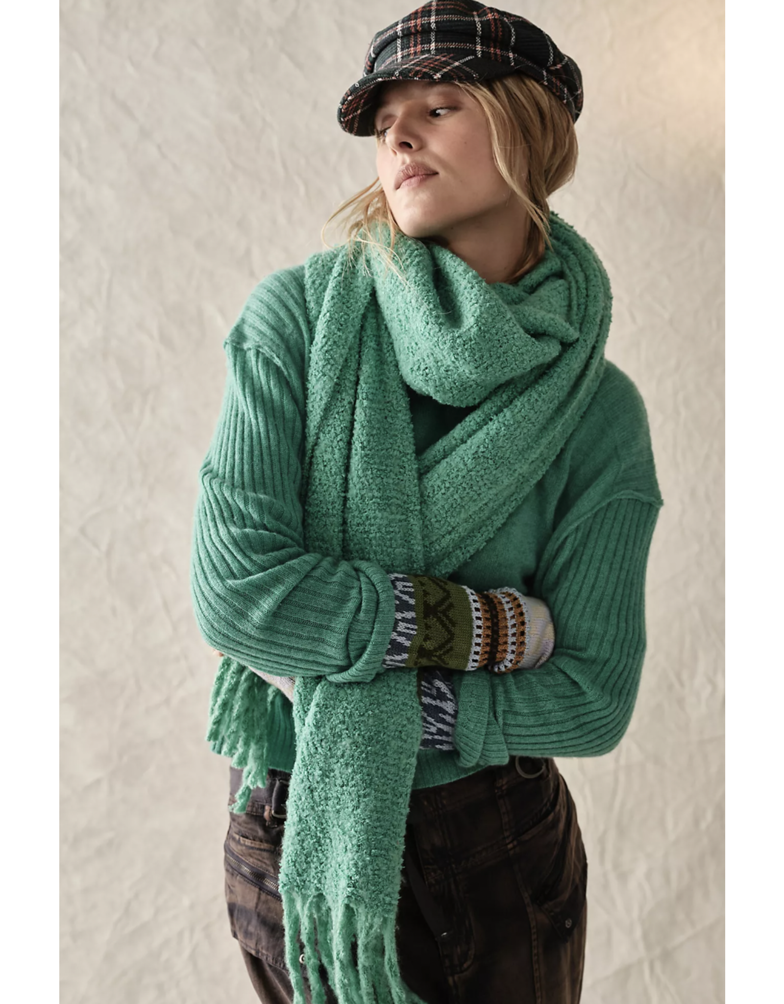 Free people Free People - Shetland Recycled Blend Fringe Scarf (Emerald)