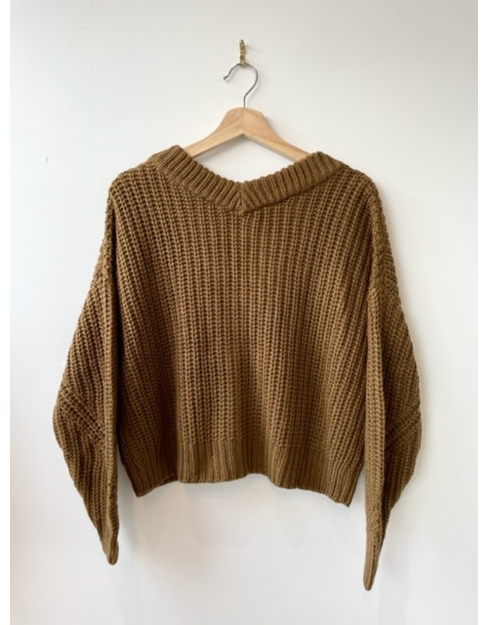 RD Style RD Style - Joni pointelle cropped sweater (dark pecan)