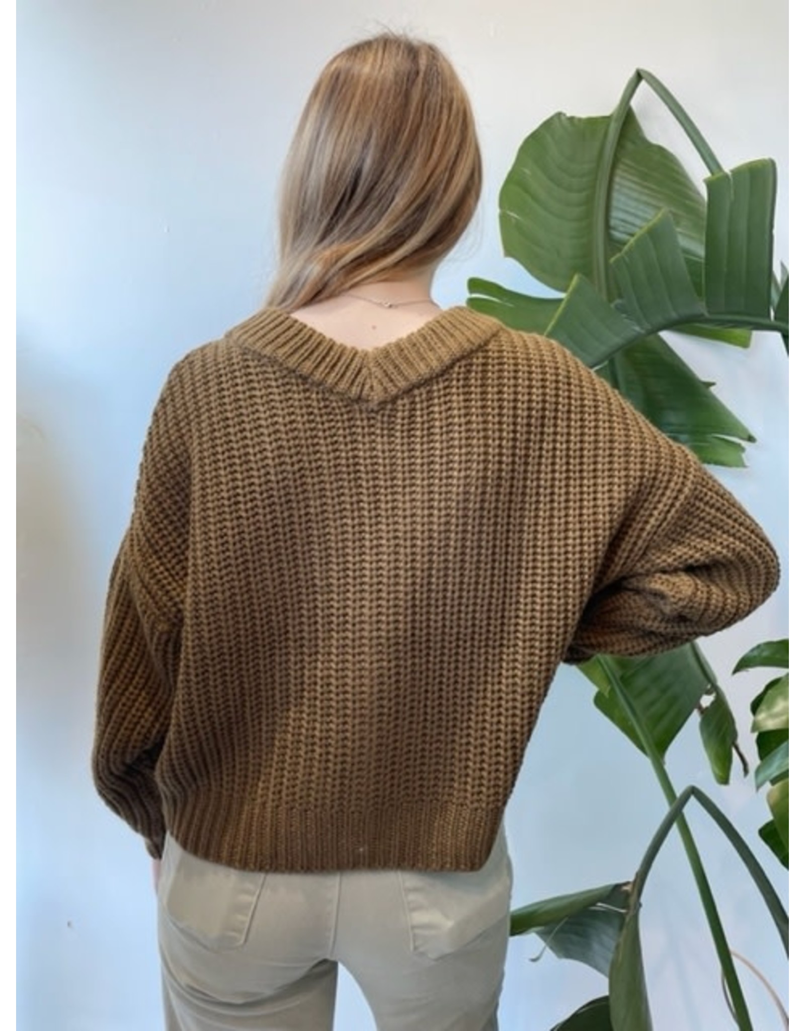 RD Style RD Style - Joni pointelle cropped sweater (dark pecan)