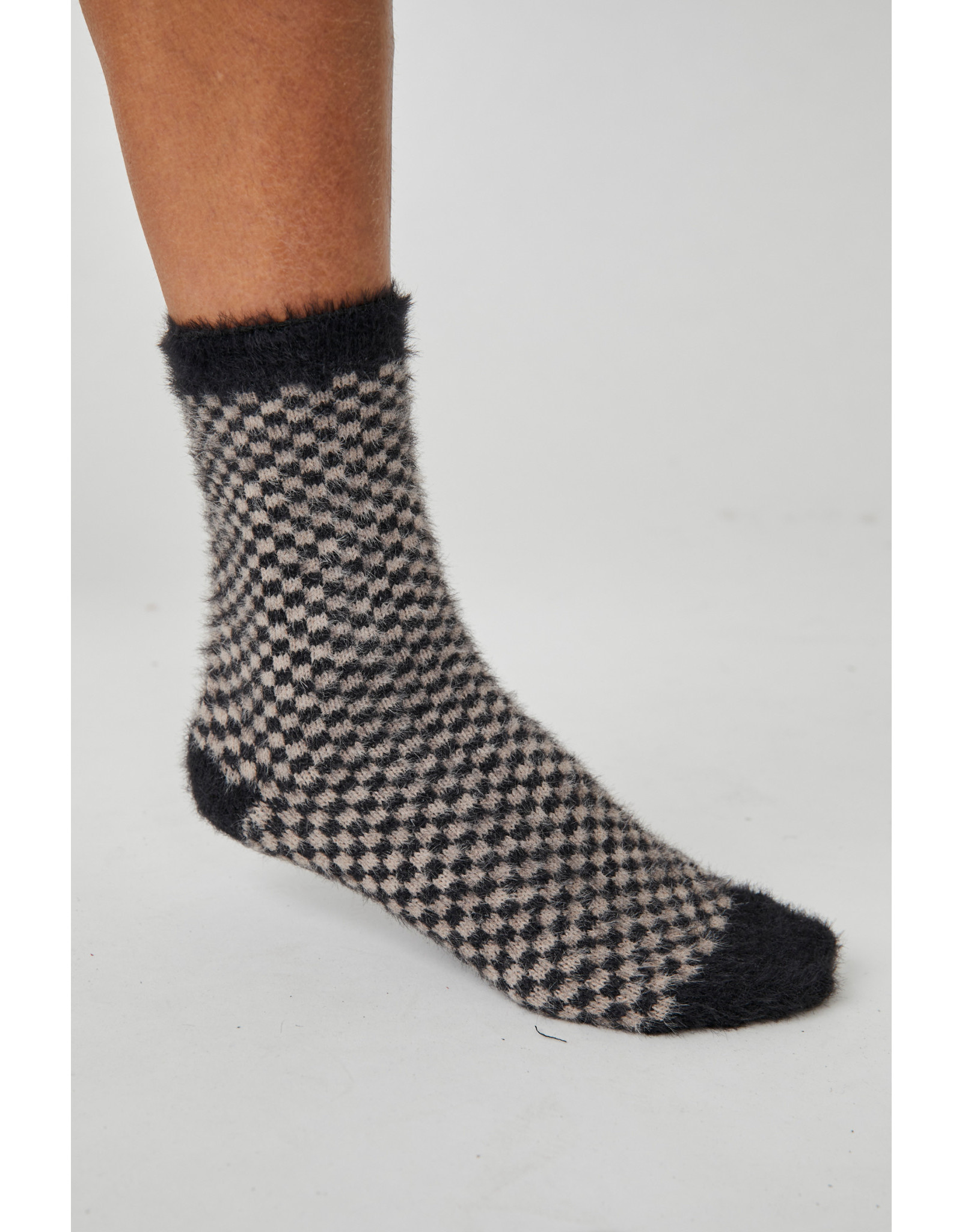 Free people Free People - Checked Out fuzzy socks (blk/pink)