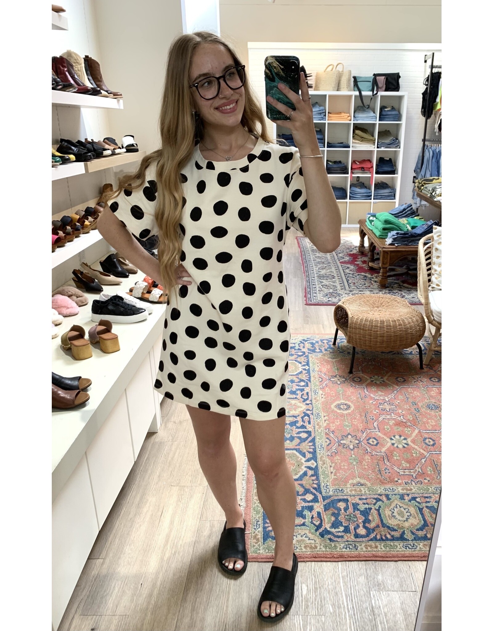 Short shirt dress for girls with polka dot print - Compania Fantastica