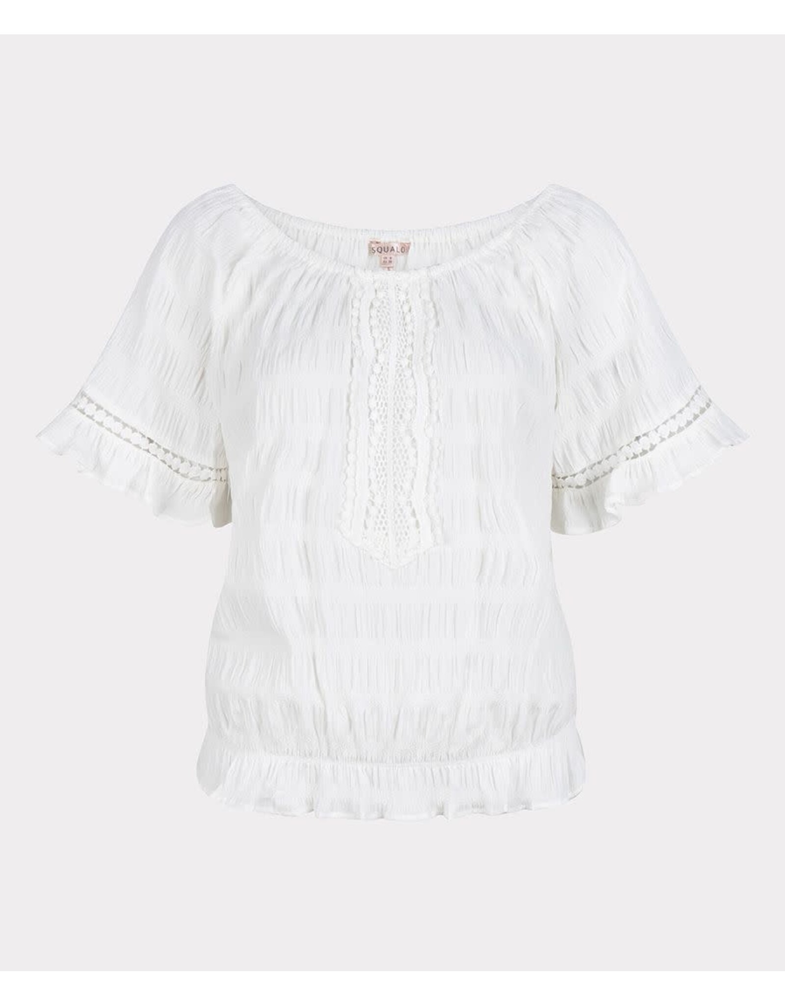 EsQualo EsQualo - Seersucker lace blouse (white)