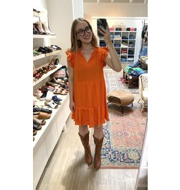 Voy Voy - Serafina ruffle sleeve V neck tiered dress (orange)