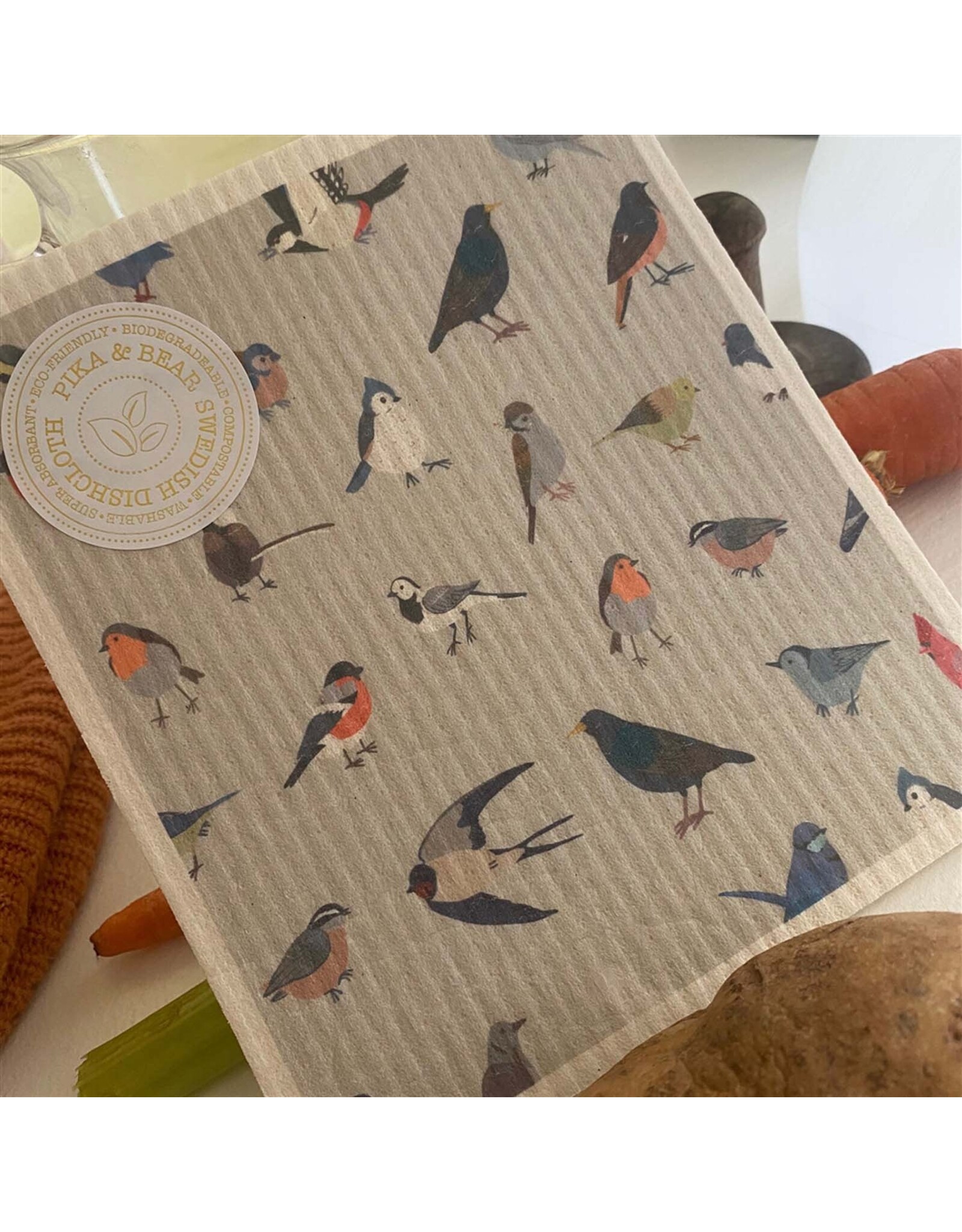 Pika & Bear Pika & Bear- "Put a Bird On It" Song Bird Design Swedish Dishcloth