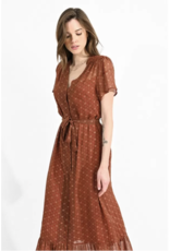 Molly Bracken Molly Bracken - Long dress with short sleeves (rust)