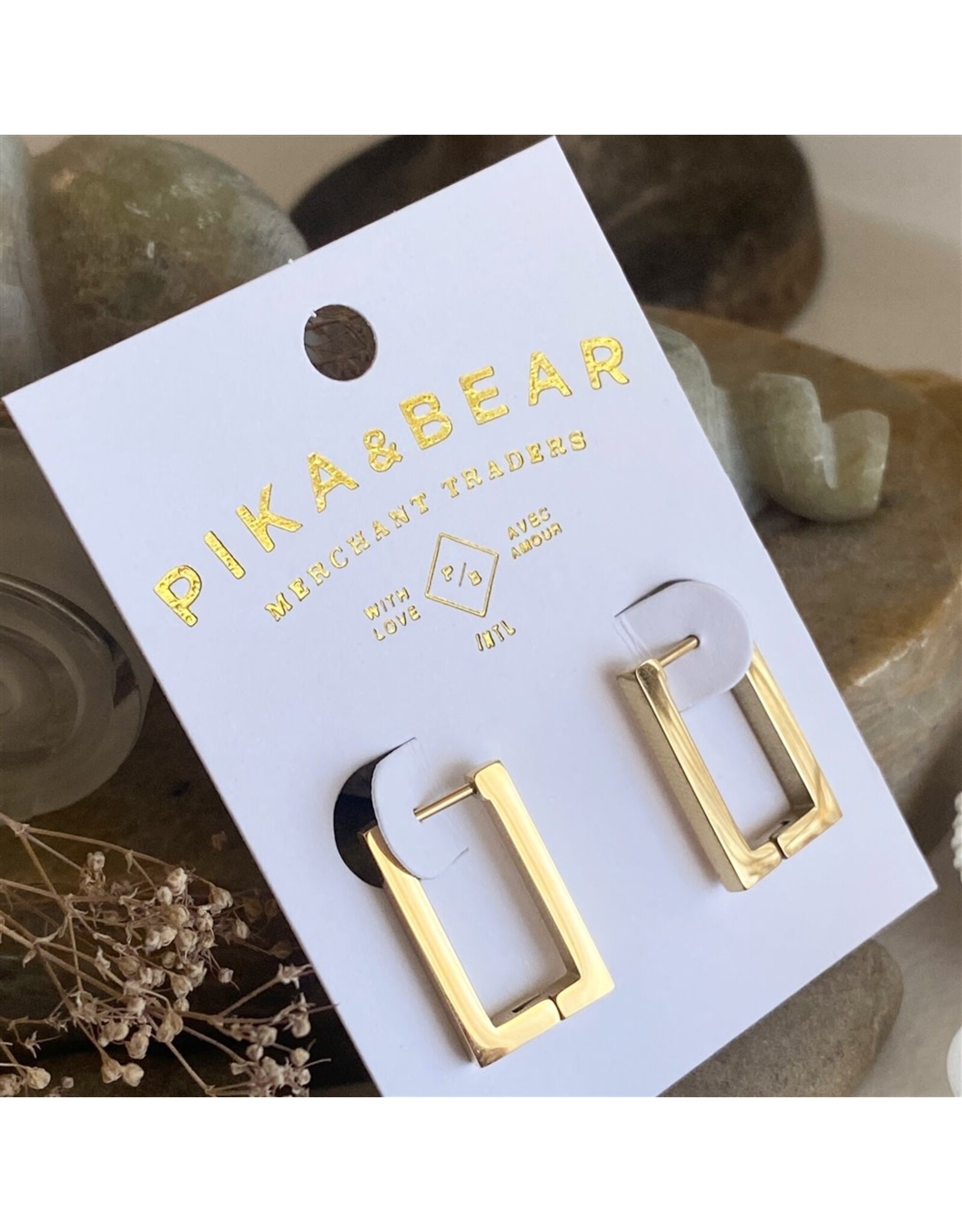 Pika & Bear Pika & Bear - Brut Rectangular Hinge Hoop Earrings