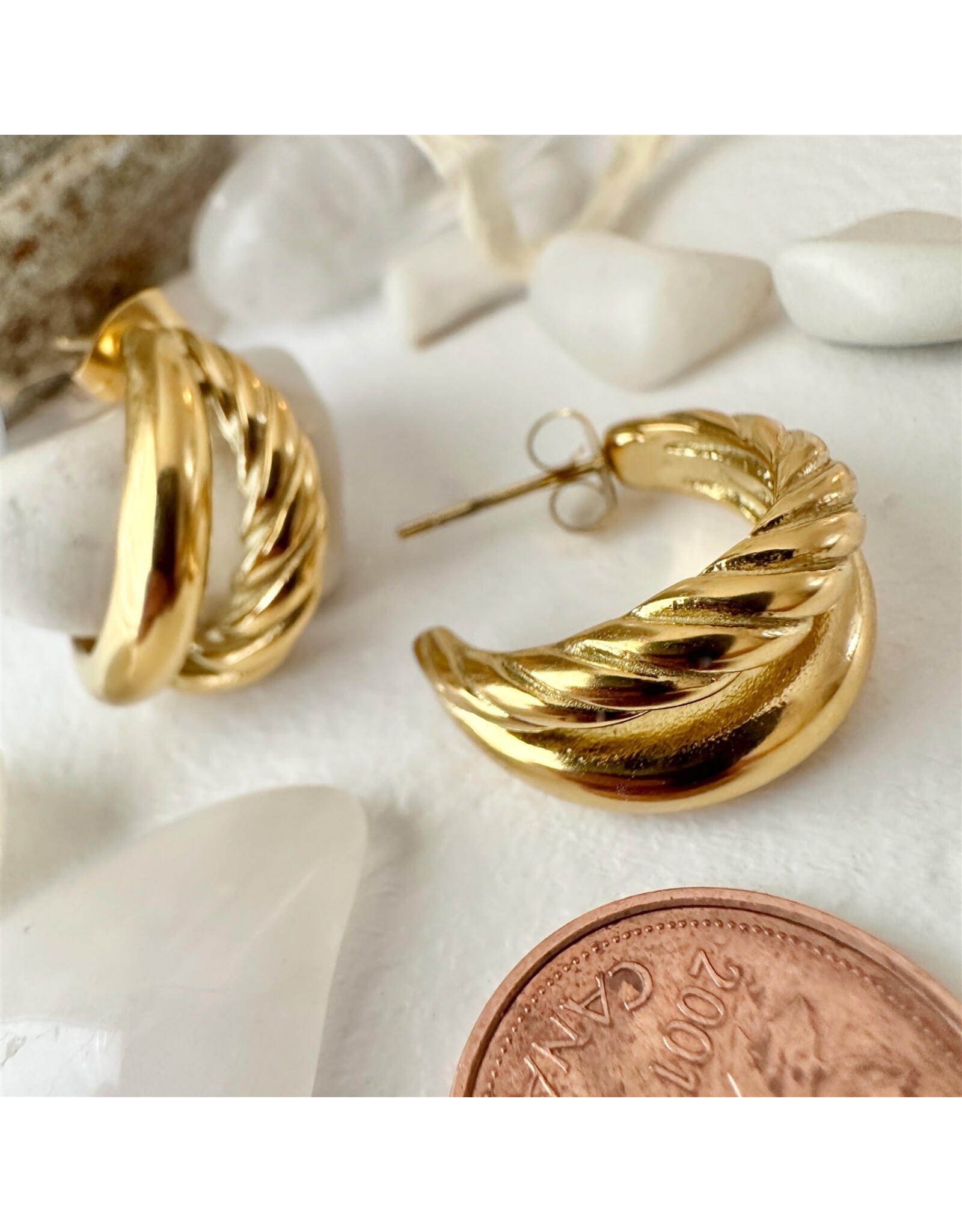 Pika & Bear Pika & Bear- Mithra Double Layer Twisted Hoop Earrings - Gold