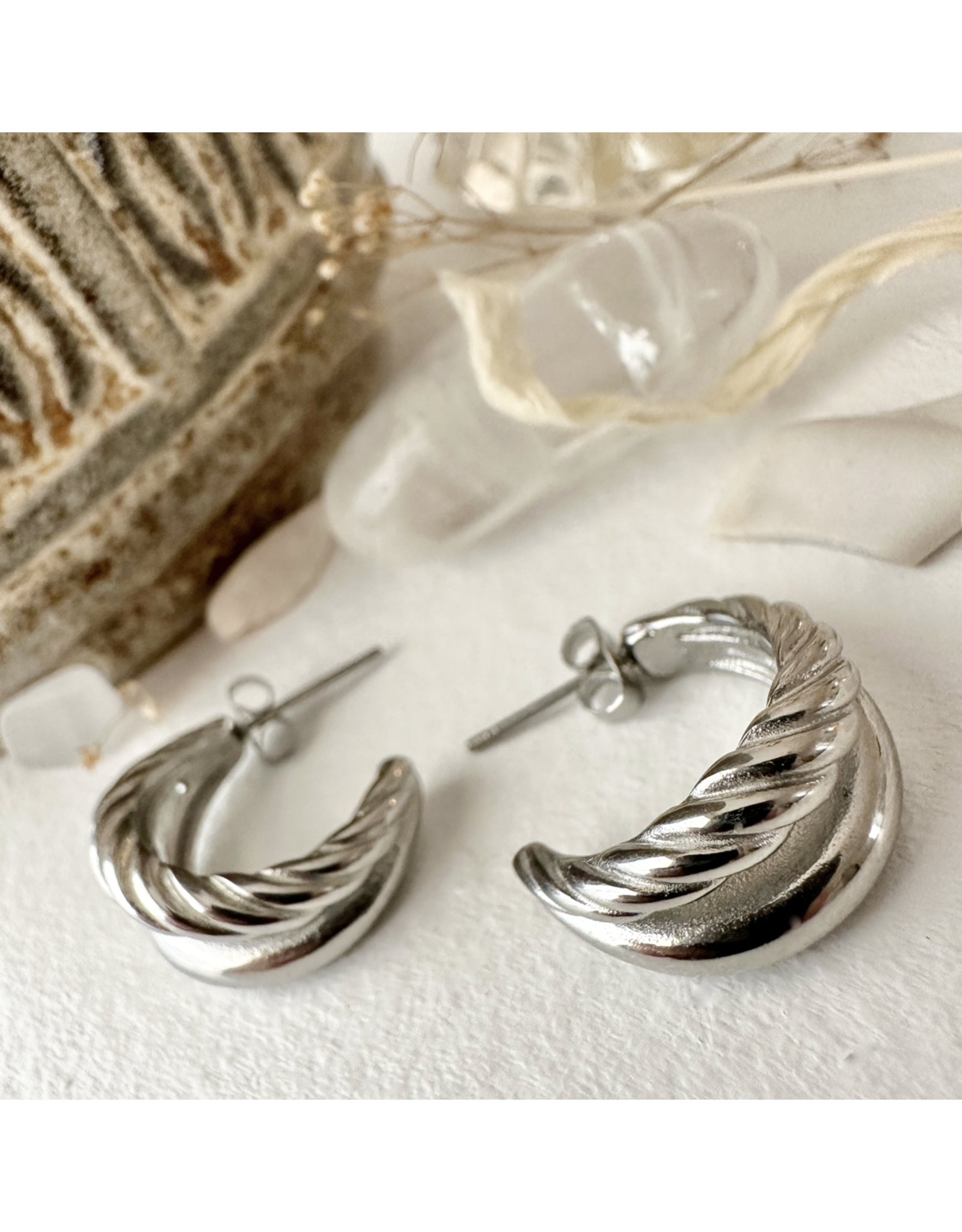 Pika & Bear Pika & Bear- Mithra Double Layer Twisted Hoop Earrings - Sterling Silver