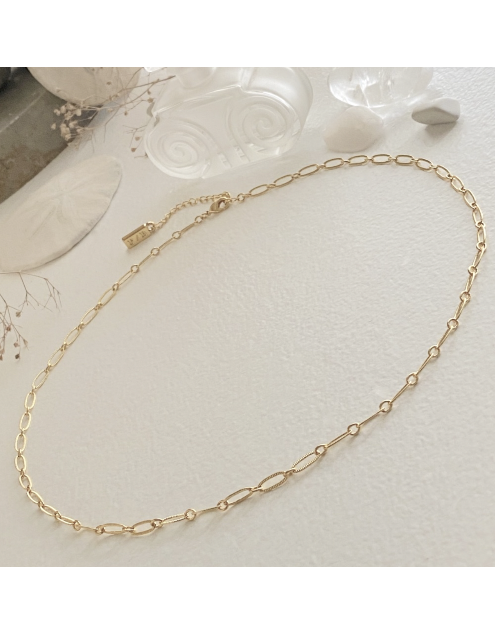 Pika & Bear Pika & Bear- Donostia Textured Paperclip Chain Necklace - Gold - 17" Length plus 2" Extension Chain