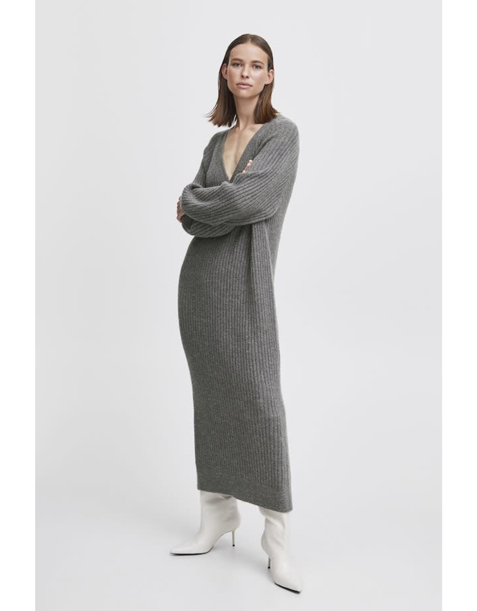 b.young b.young - Martha long dress (mid grey melange)
