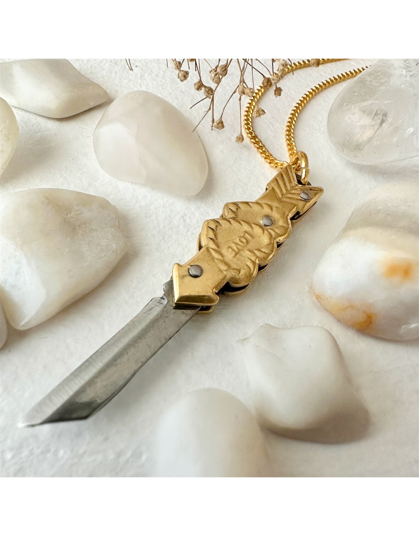 Pika & Bear Pika & Bear - "Love Hurts" Hearts and Arrow Pocket Knife Charm Necklace