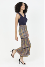 Angie - Wide leg pants with lace inserts (Navy)