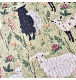 Pika & Bear Pika & Bear - "Totes Ma' Goats" Goats & Flowers Design Swedish Dishcloth