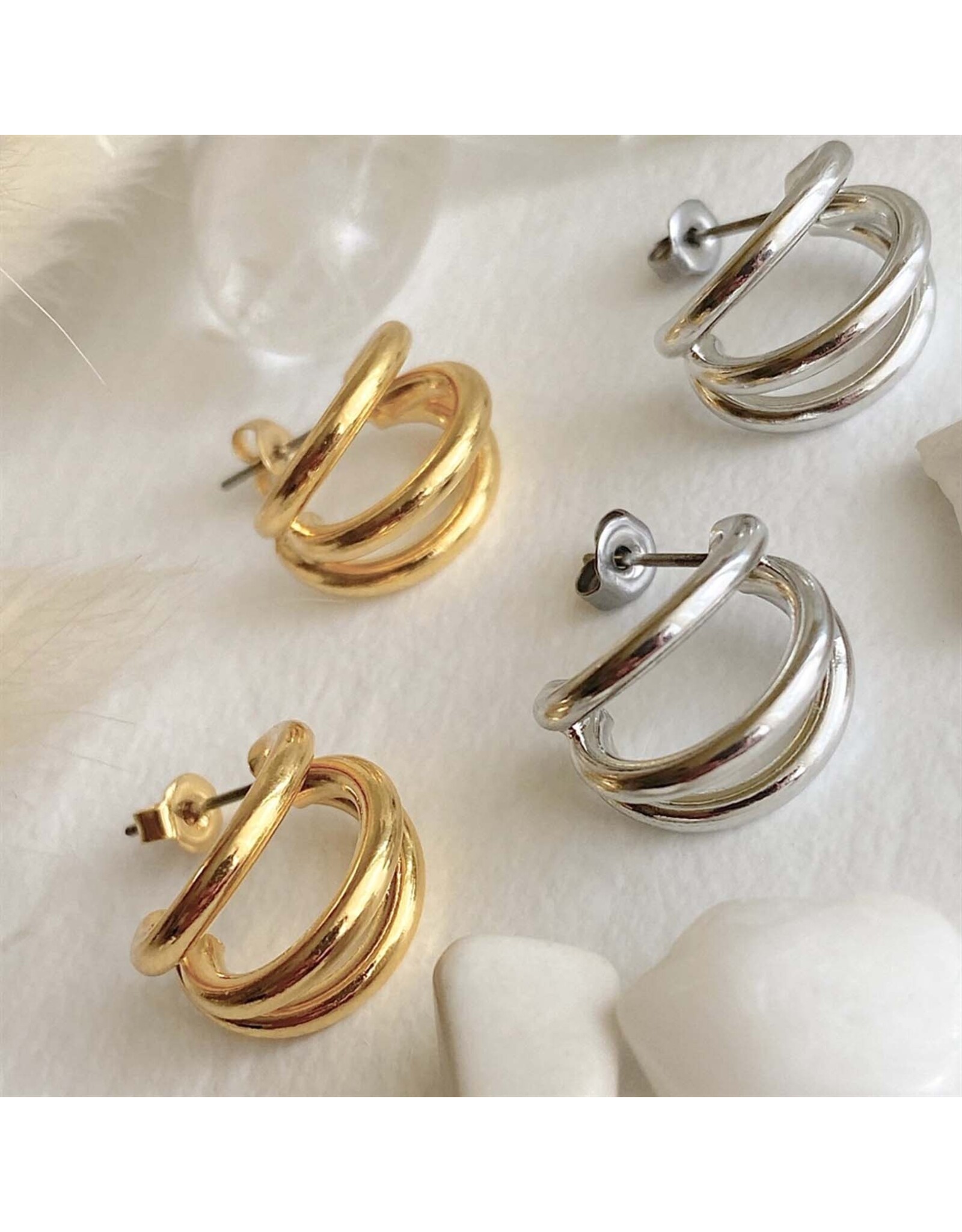 Pika & Bear Pika & Bear - Takon Triple Ring Stud Hoop Earrings