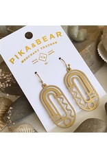 Pika & Bear Pika & Bear - "Lam" Raw Brass Art Deco Drop Earrings