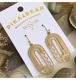 Pika & Bear Pika & Bear - "Lam" Raw Brass Art Deco Drop Earrings