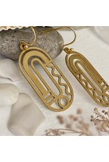 Pika & Bear Pika & Bear - "Lam" Raw Brass Art Deco Drop Earrings