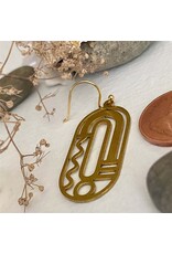 Pika & Bear Pika & Bear - "Lam" Raw Brass Art Deco Drop Earrings
