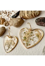 Pika & Bear Pika & Bear - "Bronte" Clear Acrylic Heart Earrings with Real Dried Flowers