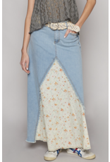 POL Olivia - Denim skirt with fabric panels