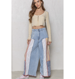 POL Jess - Wide leg jeans with long patches