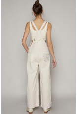 POL Poppy - Overalls with floral print patches (Pale Almond)