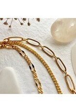 Pika & Bear Pika & Bear - Nanaimo Triple Layer Textured Chain Bracelet - Gold