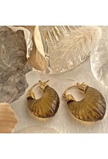 Pika & Bear Pika & Bear - Cyprus Vintage Resin Hinge Hoop Earrings in Amber