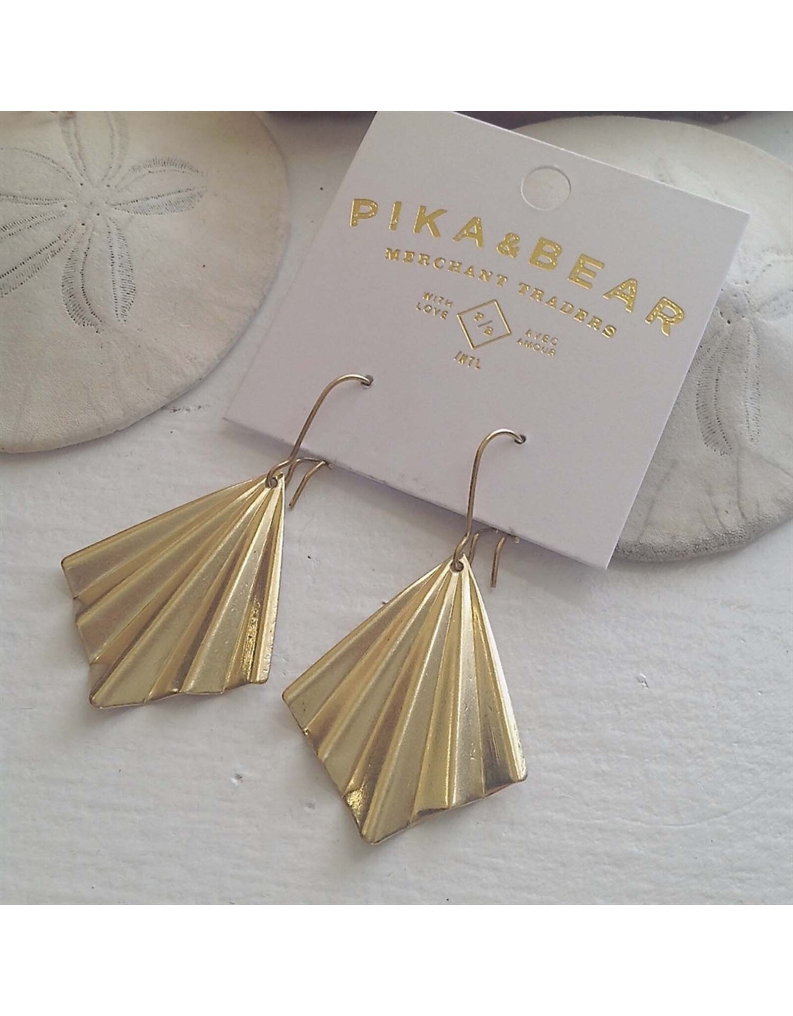 Pika & Bear Pika & Bear - Jerrica Raw Brass Diamond Shaped Fan Drop Earrings