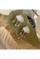 Pika & Bear Pika & Bear - Wilhelm Mother of Pearl Cloud Earrings with Rhinestone Drops