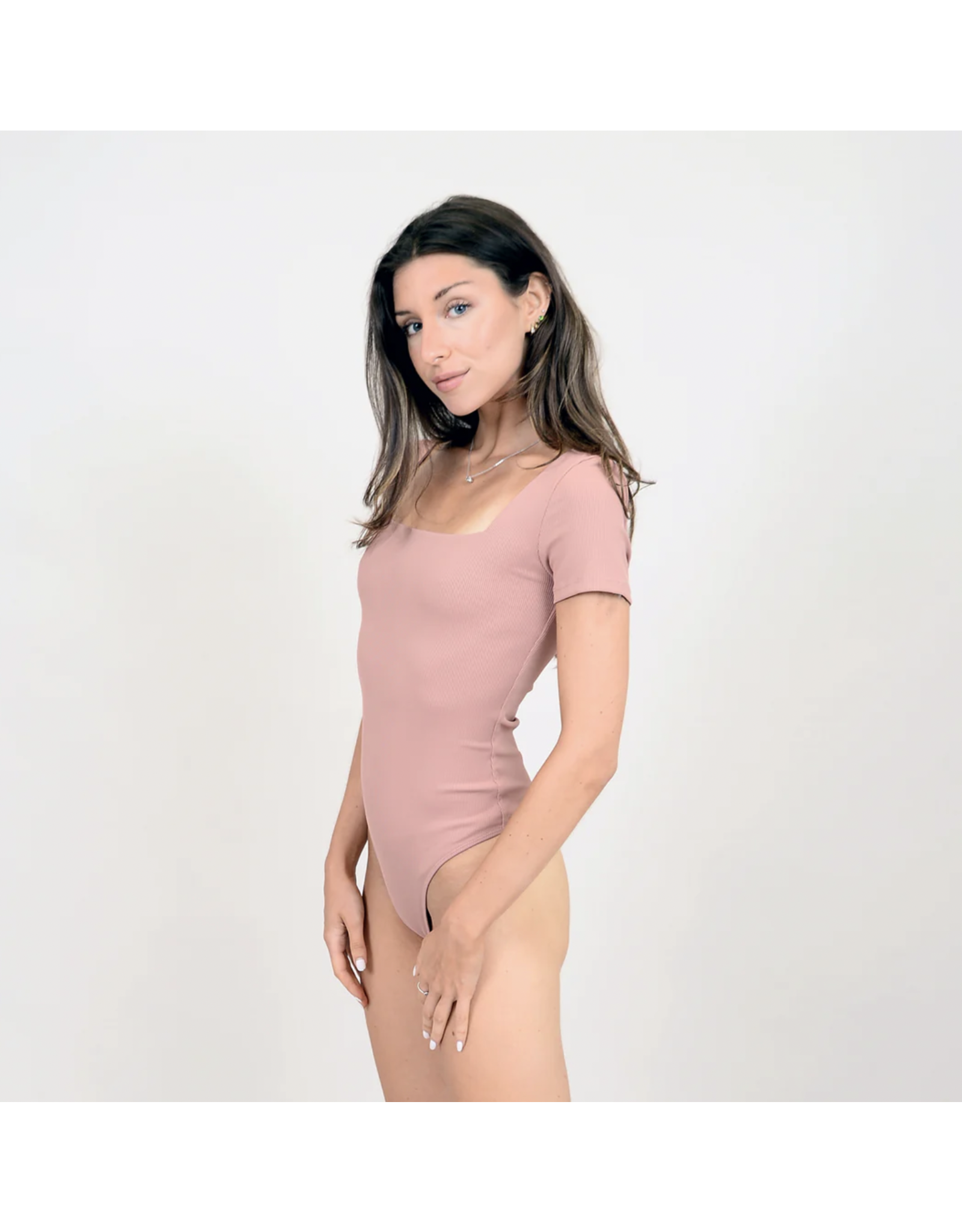 RD Style RD Style - Stacy Ribbed Square Neck Bodysuit (Clay)