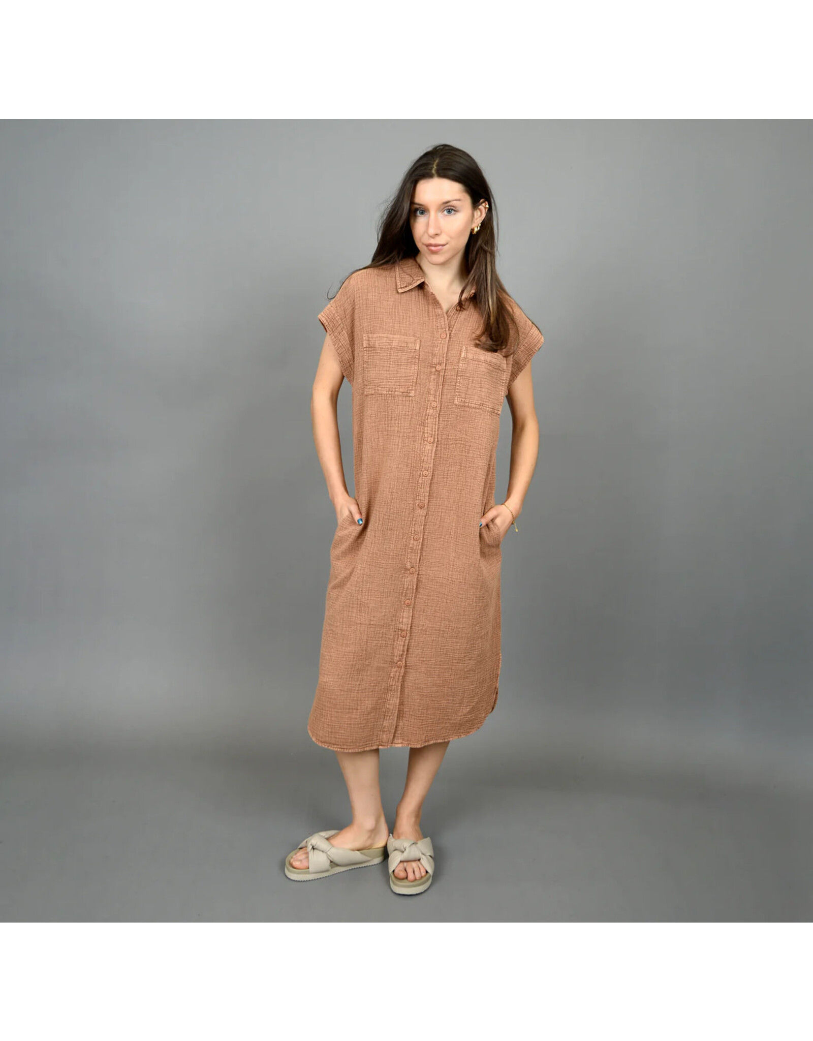 RD Style RD Style - Aira Bubble Gauze Top with Dolman Sleeves (Cinnamon)