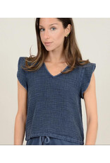 RD Style RD Style - Arie Bubble Gauze Top with Flared Sleeves (Ink)