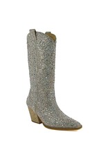 Let's See Style Alice 12 knee height rhinestone western boot (Silver)