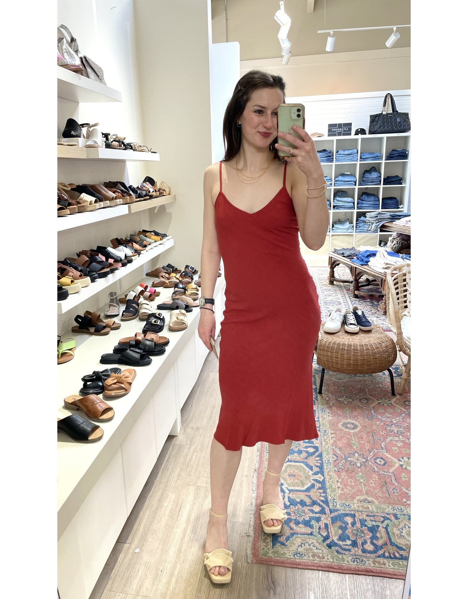 RD Style RD Style - Layla Linen Blend Shoulder Strap Dress (Red Earth)