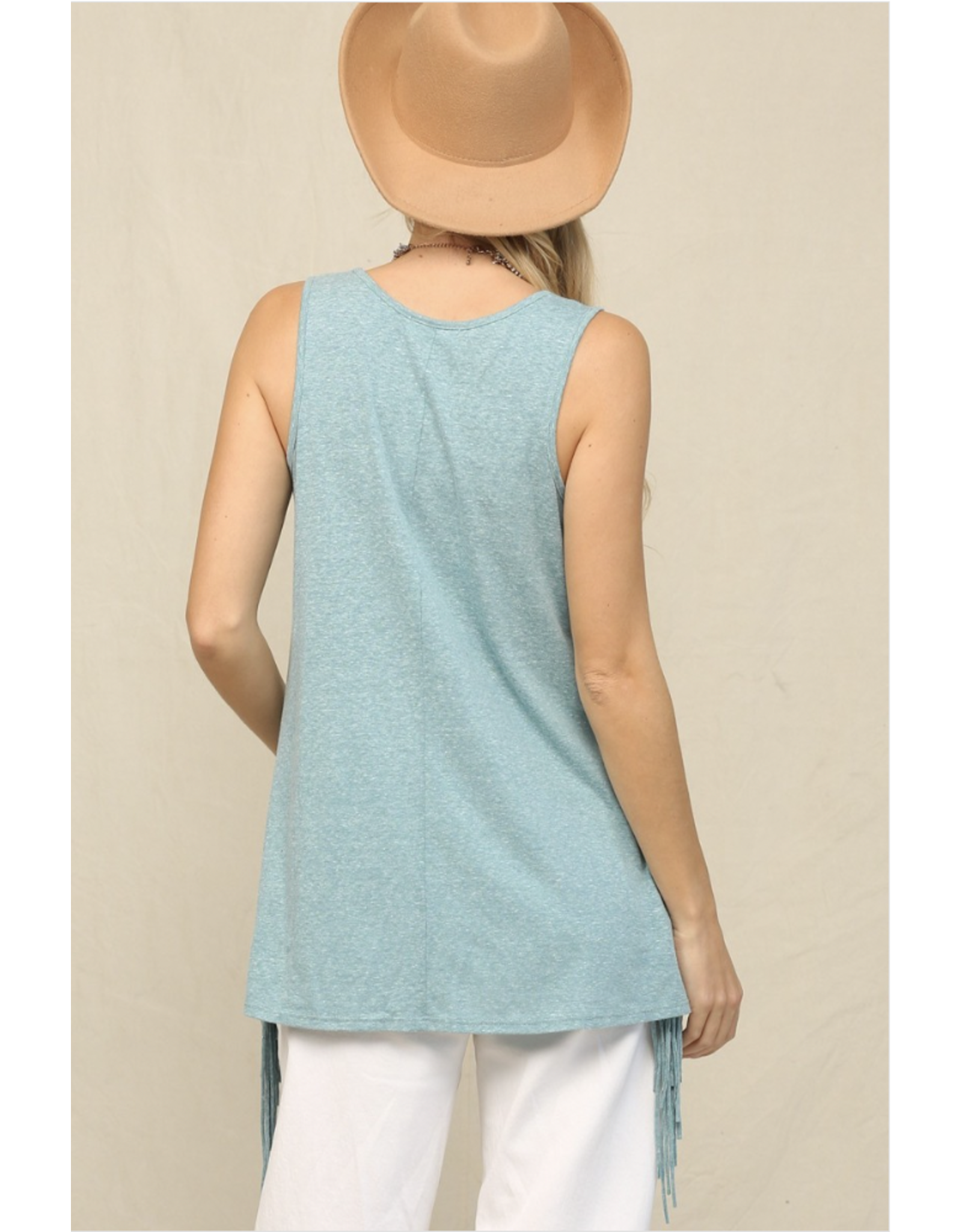 Kye Mi Jayde - Sleeveless top with side fringe